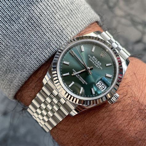 men's rolex with green face|Rolex datejust 41 green dial.